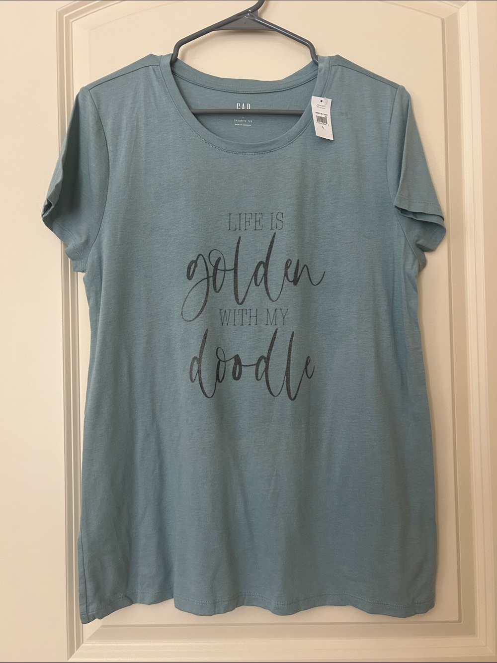GAP Teal Graphic Tee with Black Script